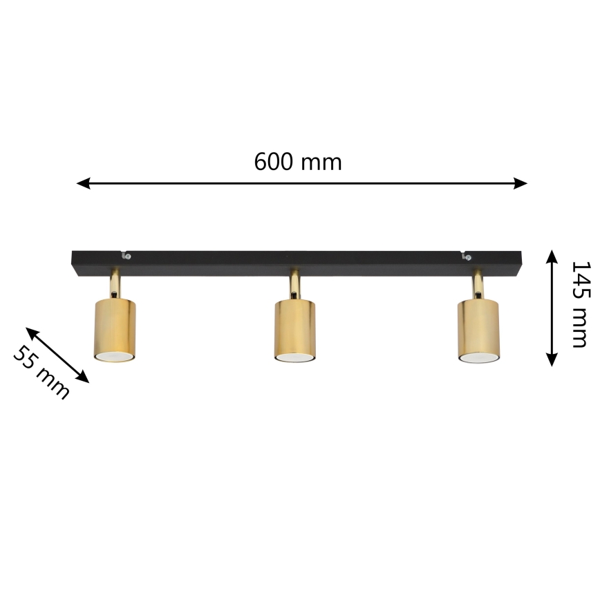 LED Bodové svietidlo TUNE 3xGU10/4,8W/230V zlatá/čierna