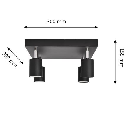 LED Bodové svietidlo TUNE 4xGU10/4,8W/230V čierna