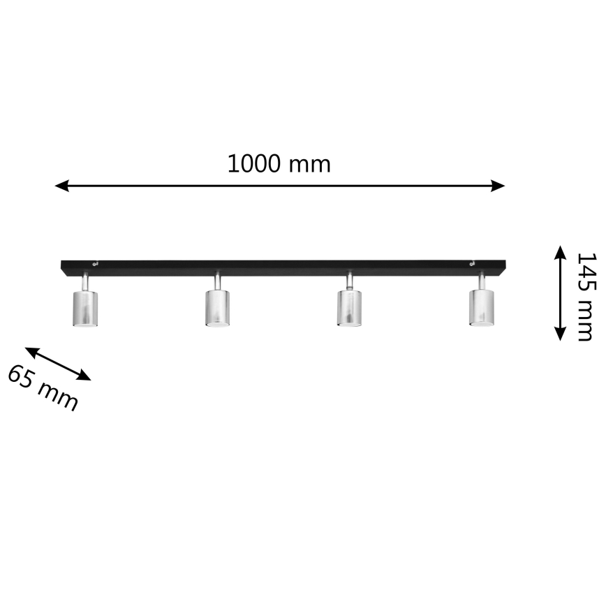 LED Bodové svietidlo TUNE 4xGU10/4,8W/230V matný chróm/čierna