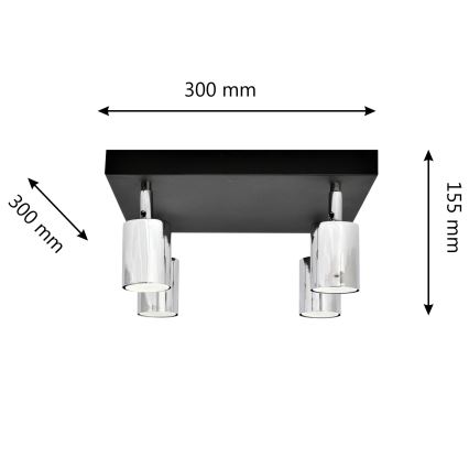 LED Bodové svietidlo TUNE 4xGU10/4,8W/230V matný chróm/čierna