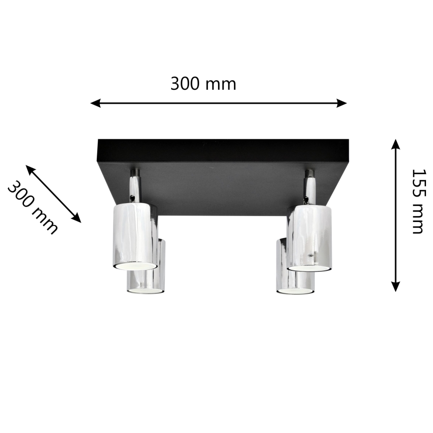 LED Bodové svietidlo TUNE 4xGU10/4,8W/230V matný chróm/čierna