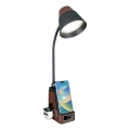 LED+CCT Stmievateľná stolová lampa s bezdrôtovým nabíjaním QI IDEAL LED/8W/230V 2700/4000/5000K hnedá