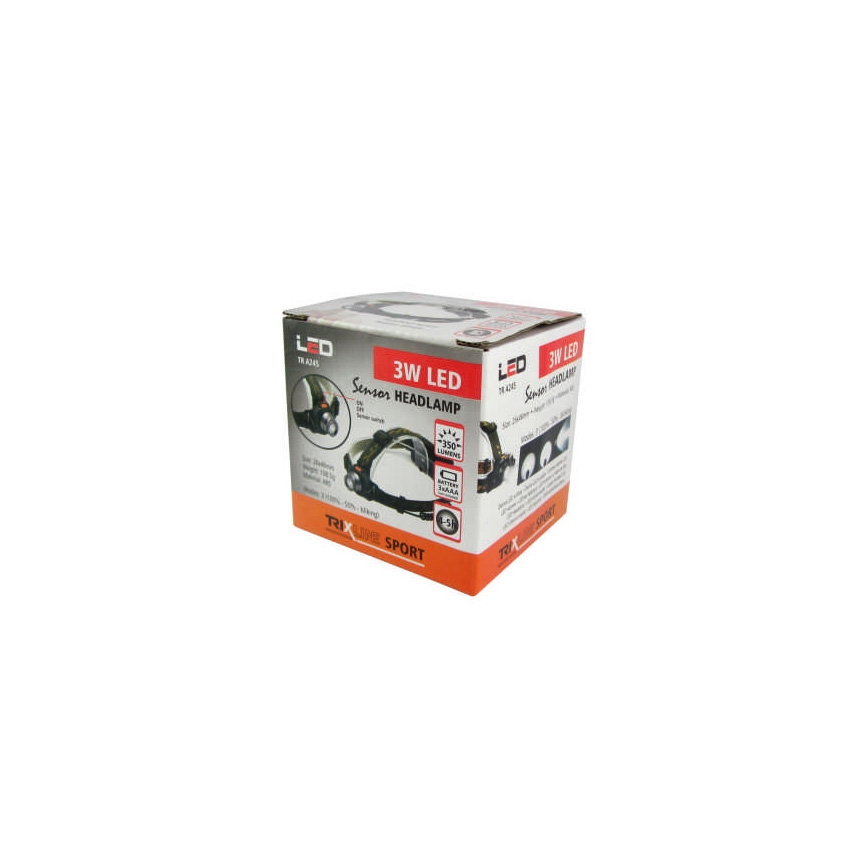 LED Čelovka so senzorom LED/3W/3xAAA