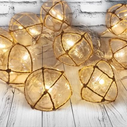LED Dekoračná reťaz AHNE 10xLED/2xAA 2,1 m teplá biela