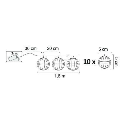 LED Dekoračné osvetlenie VIIBORG 10xLED/2xAA