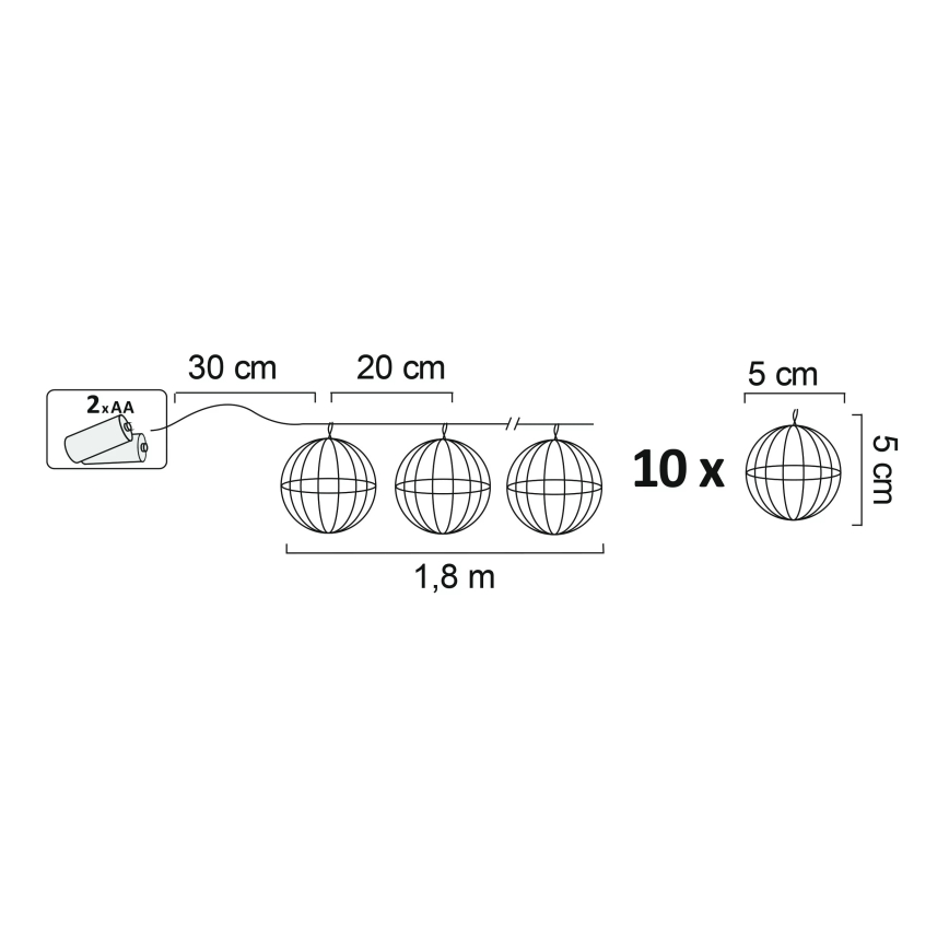 LED Dekoračné osvetlenie VIIBORG 10xLED/2xAA