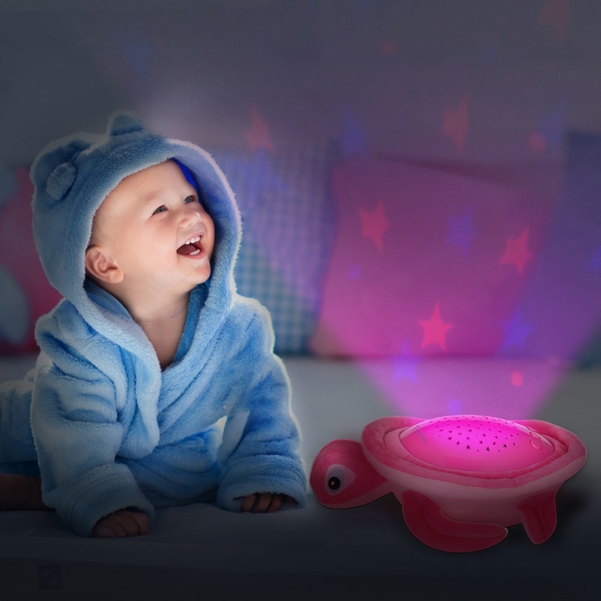 LED Detská baterka 10 melódií ružová 3xAA