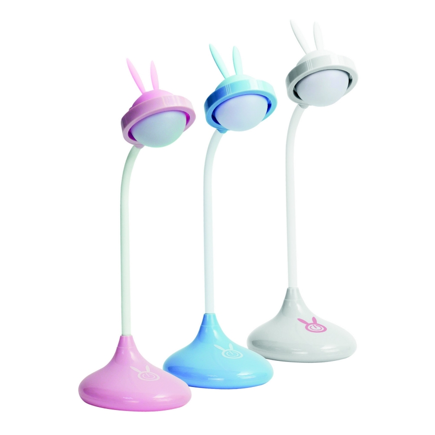 LED Detská dotyková lampička RABBIT LED/0,4W/5V 3000/6500K ružová + USB