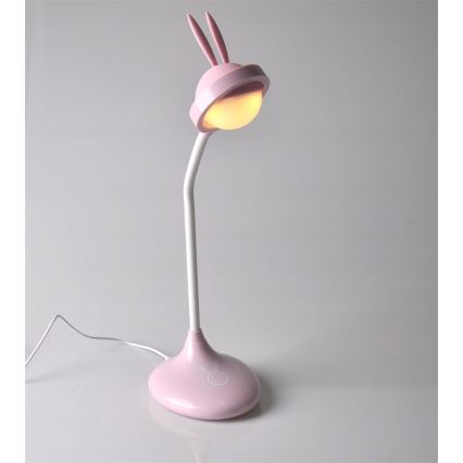 LED Detská dotyková lampička RABBIT LED/0,4W/5V 3000/6500K ružová + USB