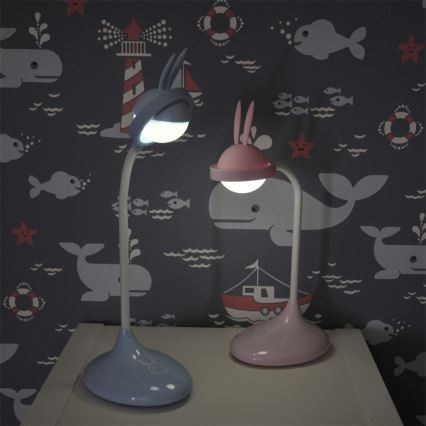 LED Detská dotyková lampička RABBIT LED/0,4W/5V 3000/6500K ružová + USB