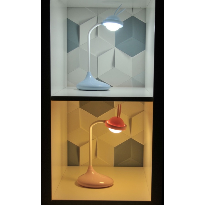 LED Detská dotyková lampička RABBIT LED/0,4W/5V 3000/6500K ružová + USB