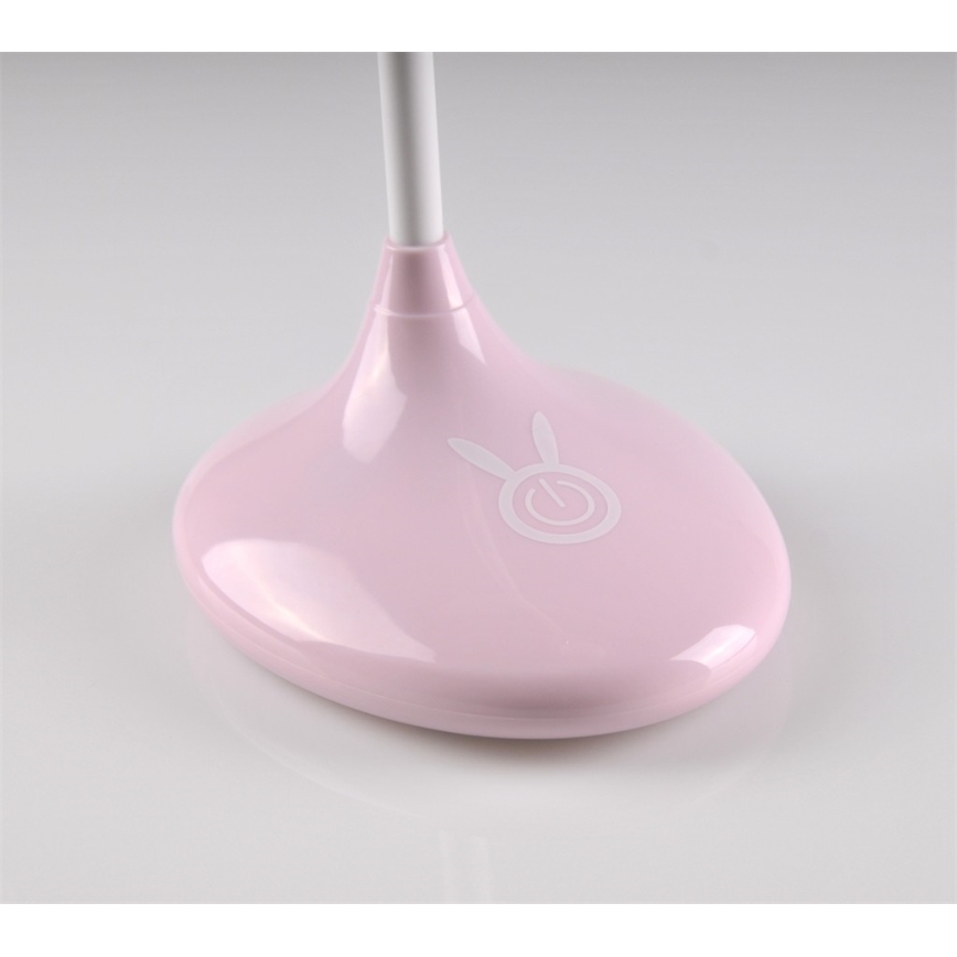 LED Detská dotyková lampička RABBIT LED/0,4W/5V 3000/6500K ružová + USB