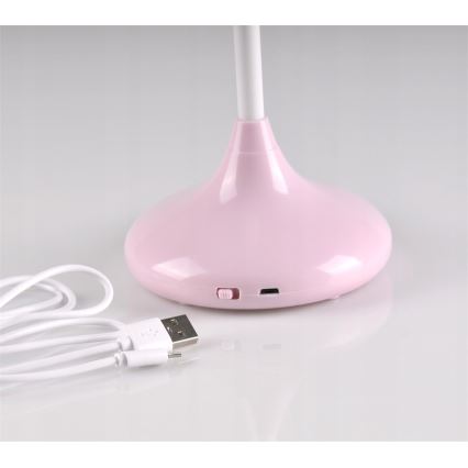 LED Detská dotyková lampička RABBIT LED/0,4W/5V 3000/6500K ružová + USB