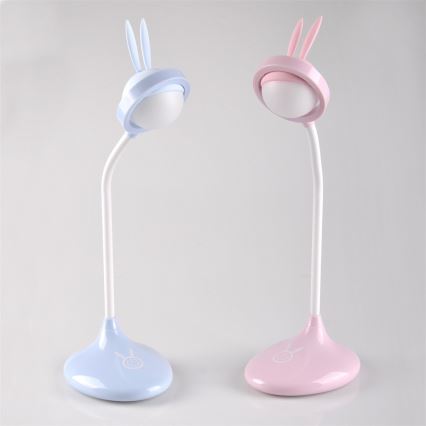 LED Detská dotyková lampička RABBIT LED/0,4W/5V 3000/6500K ružová + USB