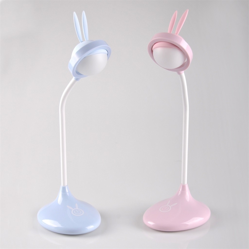LED Detská dotyková lampička RABBIT LED/0,4W/5V 3000/6500K ružová + USB