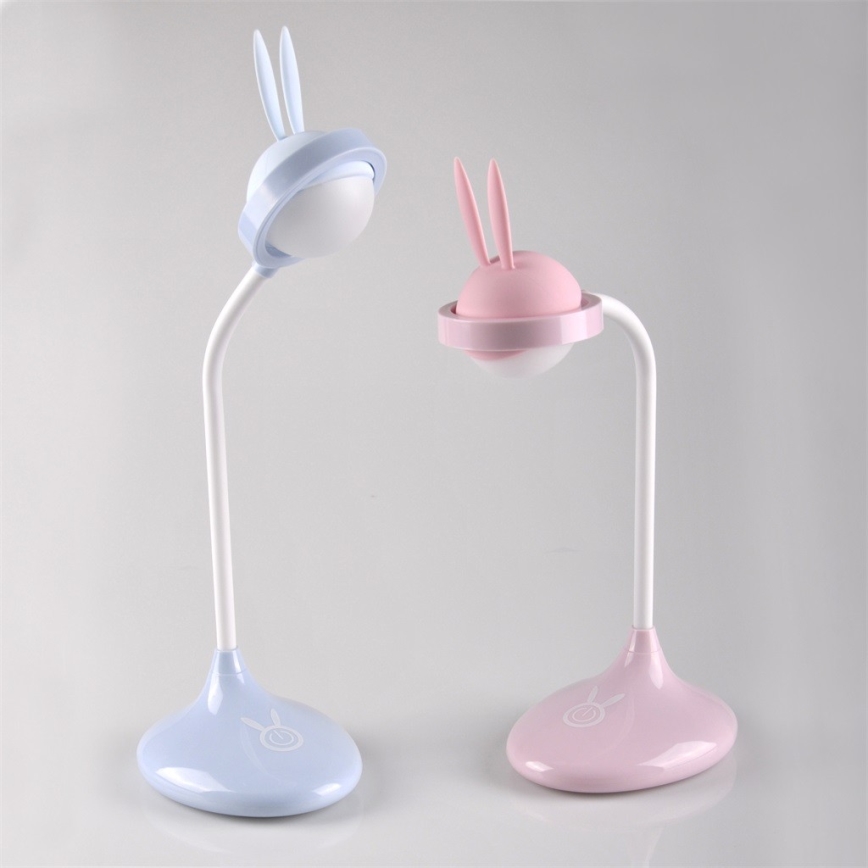 LED Detská dotyková lampička RABBIT LED/0,4W/5V 3000/6500K ružová + USB