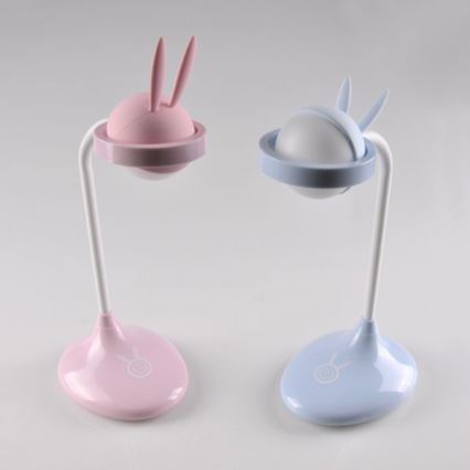 LED Detská dotyková lampička RABBIT LED/0,4W/5V 3000/6500K ružová + USB