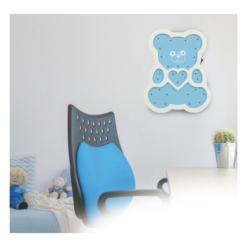 LED Detská lampa LED/2xAA modrý medveď