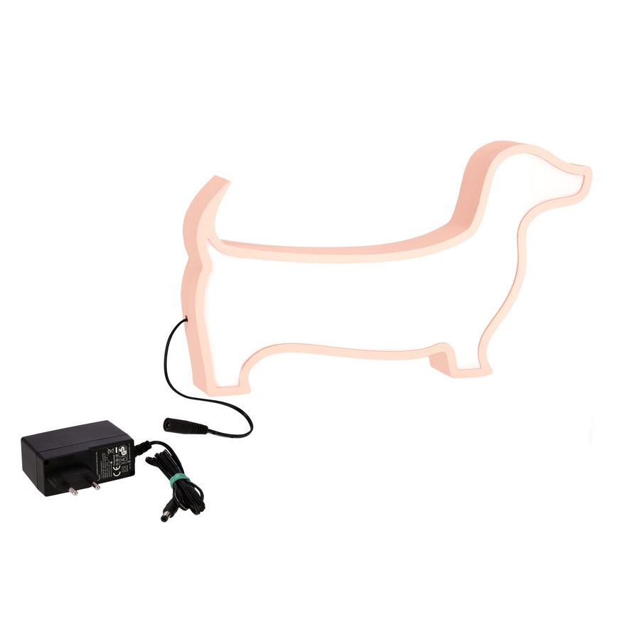 LED Detská stolná lampa DOG LED/12W/230V ružová