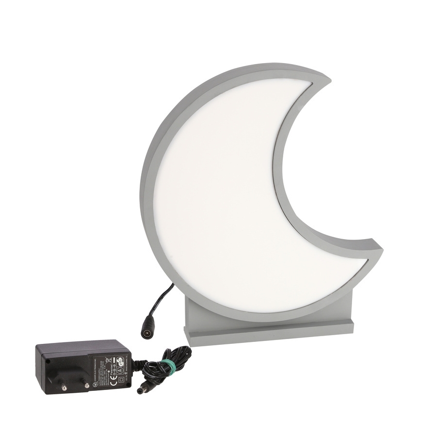 LED Detská stolná lampa MOON LED/12W/230V šedá
