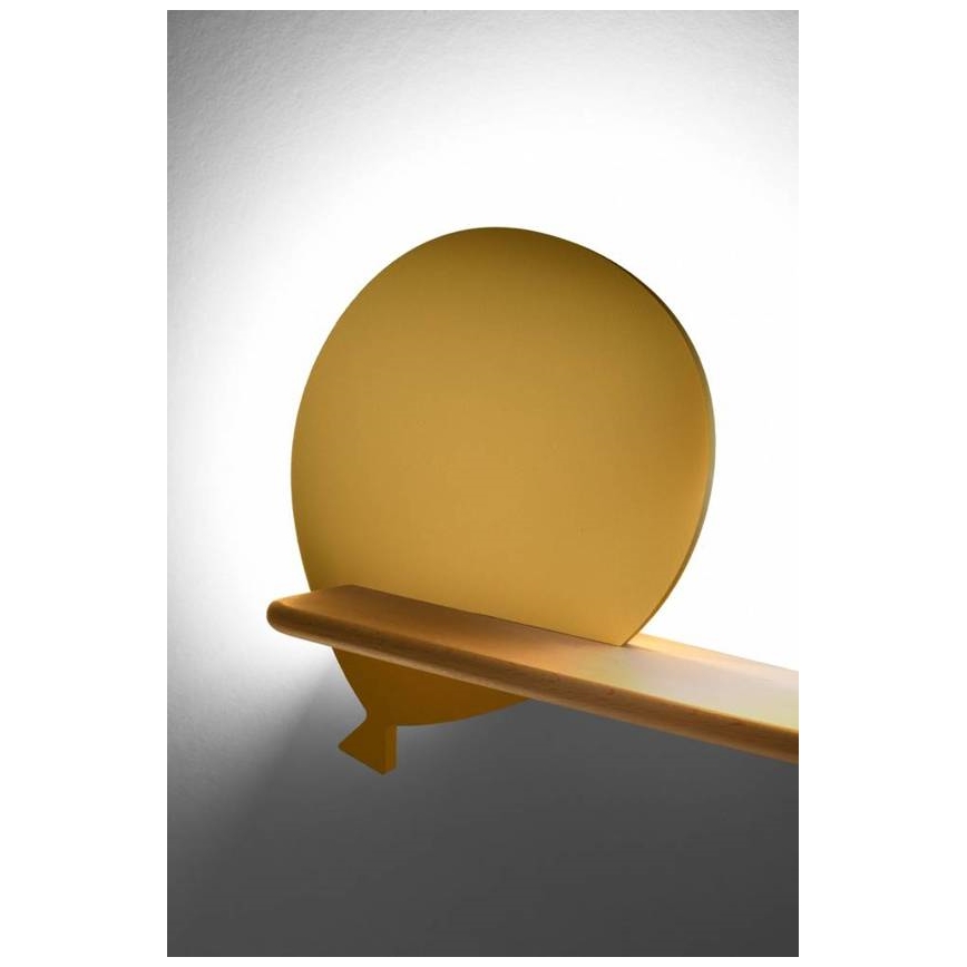 LED Detské nástenné svietidlo s poličkou BALLOON LED/4W/230V žltá/drevo,