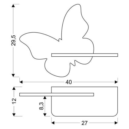 LED Detské nástenné svietidlo s poličkou BUTTERFLY LED/5W/230V ružová/drevo, FSC certifikované