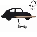 LED Detské nástenné svietidlo s poličkou CAR LED/5W/230V čierna/drevo, FSC certifikované