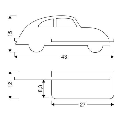 LED Detské nástenné svietidlo s poličkou CAR LED/5W/230V čierna/drevo,