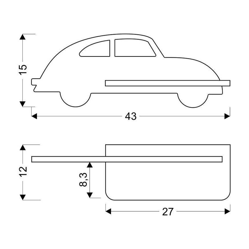 LED Detské nástenné svietidlo s poličkou CAR LED/5W/230V čierna/drevo,