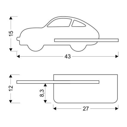 LED Detské nástenné svietidlo s poličkou CAR LED/5W/230V modrá/drevo, FSC certifikované