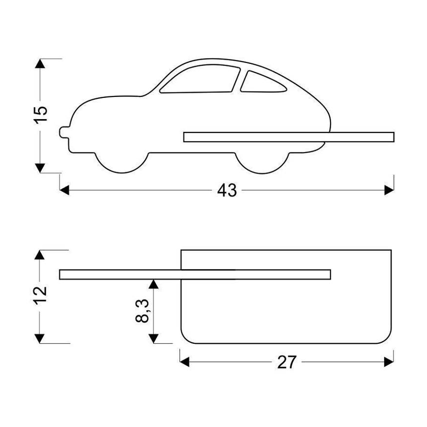 LED Detské nástenné svietidlo s poličkou CAR LED/5W/230V modrá/drevo, FSC certifikované