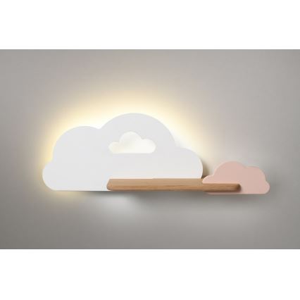 LED Detské nástenné svietidlo s poličkou CLOUD LED/5W/230V biela/ružová