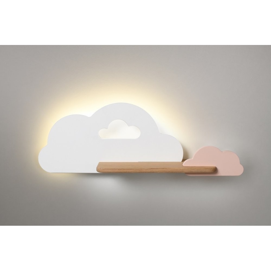 LED Detské nástenné svietidlo s poličkou CLOUD LED/5W/230V biela/ružová