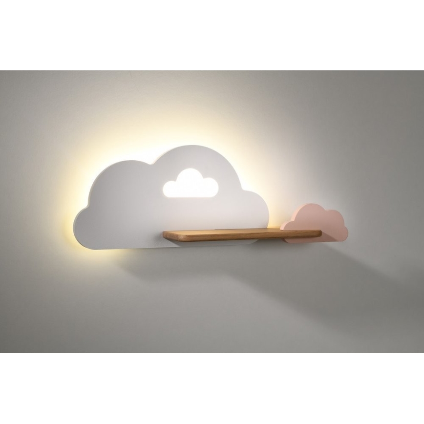 LED Detské nástenné svietidlo s poličkou CLOUD LED/5W/230V biela/ružová
