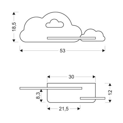 LED Detské nástenné svietidlo s poličkou CLOUD LED/5W/230V biela/ružová