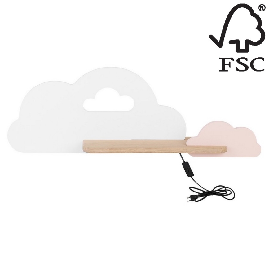 LED Detské nástenné svietidlo s poličkou CLOUD LED/5W/230V biela/ružová