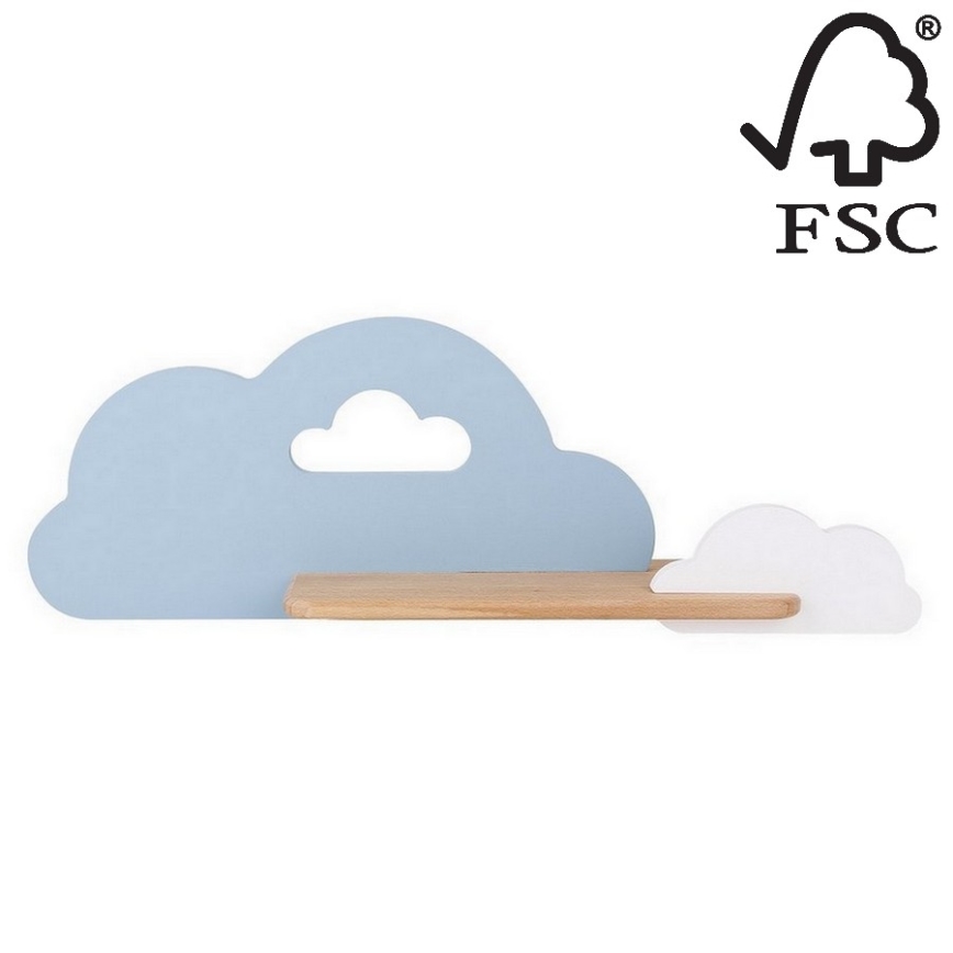 LED Detské nástenné svietidlo s poličkou CLOUD LED/5W/230V modrá/biela