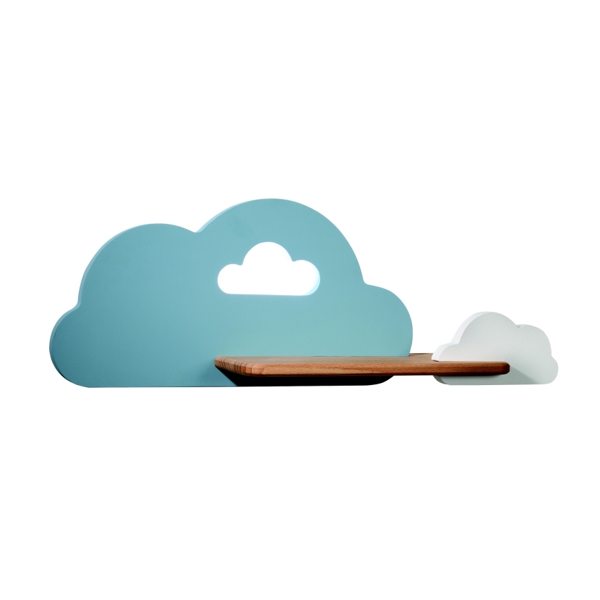 LED Detské nástenné svietidlo s poličkou CLOUD LED/5W/230V modrá/biela