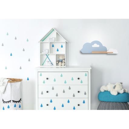 LED Detské nástenné svietidlo s poličkou CLOUD LED/5W/230V modrá/biela