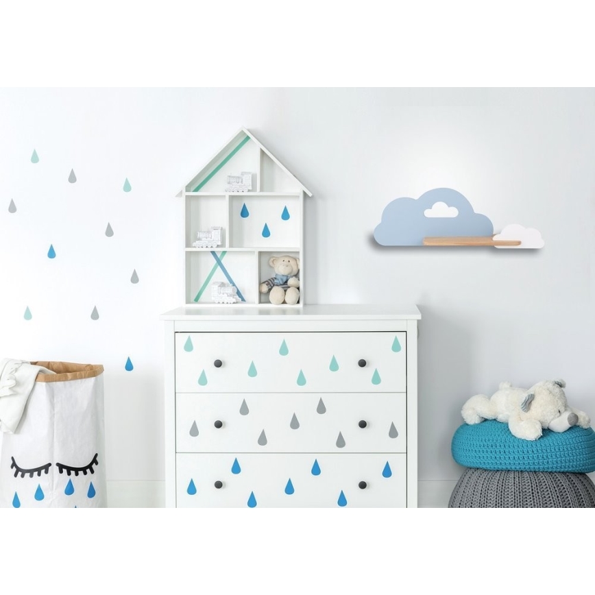 LED Detské nástenné svietidlo s poličkou CLOUD LED/5W/230V modrá/biela