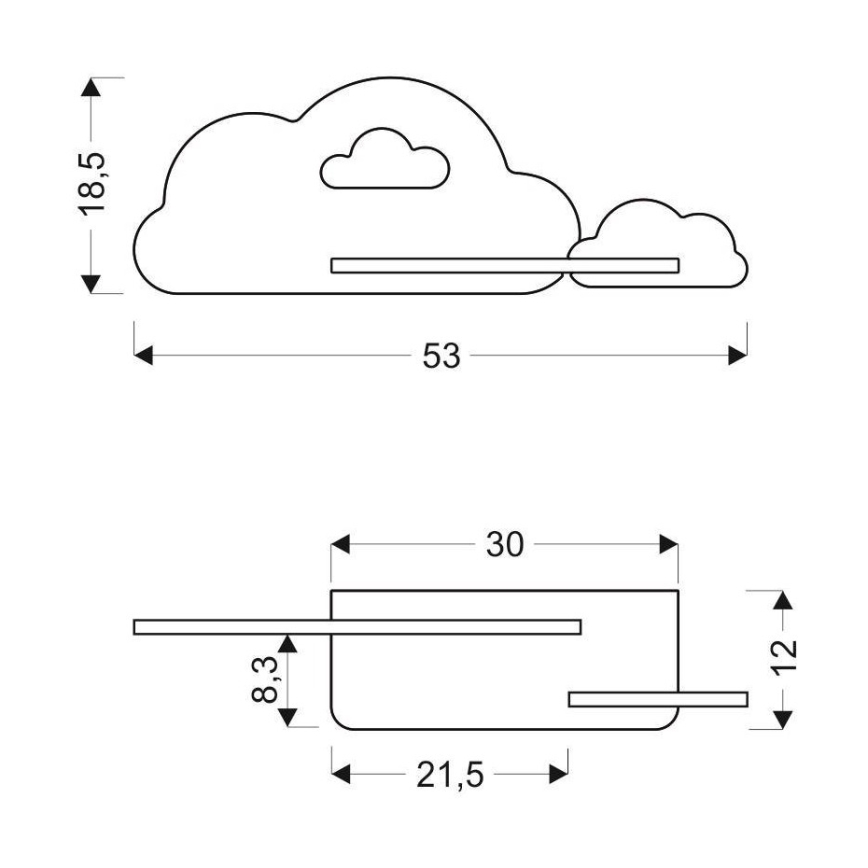 LED Detské nástenné svietidlo s poličkou CLOUD LED/5W/230V modrá/biela