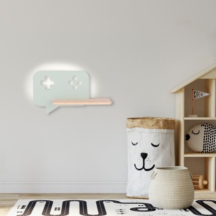 LED Detské nástenné svietidlo s poličkou CONSOLE LED/5W/230V zelená
