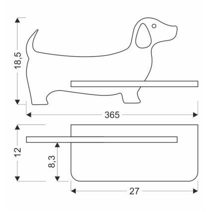 LED Detské nástenné svietidlo s poličkou DOG LED/5W/230V čierna/drevo