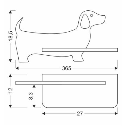 LED Detské nástenné svietidlo s poličkou DOG LED/5W/230V čierna/drevo, FSC certifikované