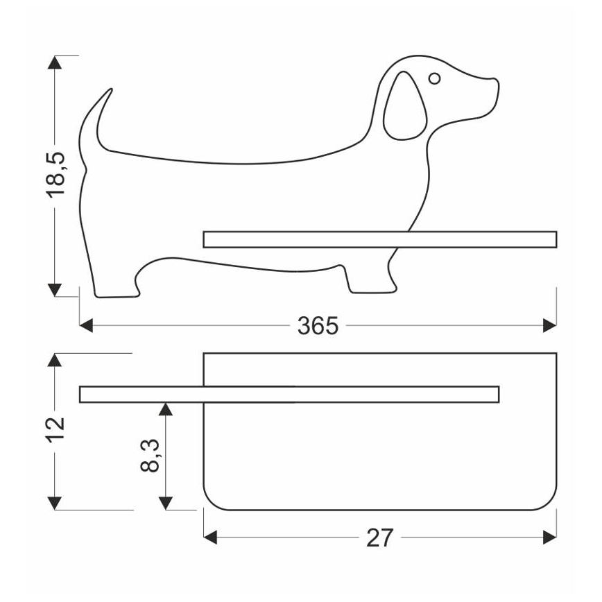 LED Detské nástenné svietidlo s poličkou DOG LED/5W/230V čierna/drevo