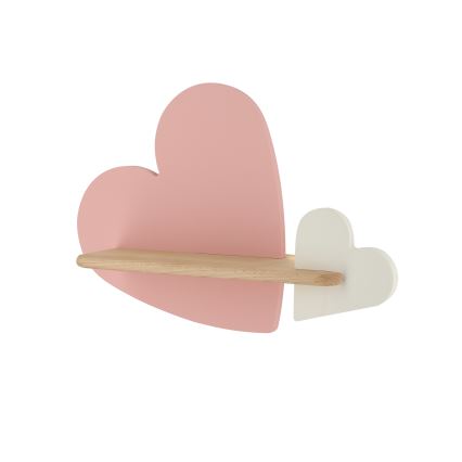 LED Detské nástenné svietidlo s poličkou HEART LED/5W/230V ružová/biela/drevo