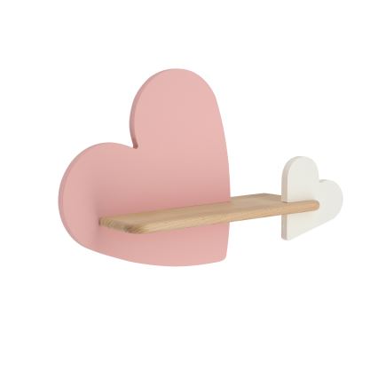LED Detské nástenné svietidlo s poličkou HEART LED/5W/230V ružová/biela/drevo