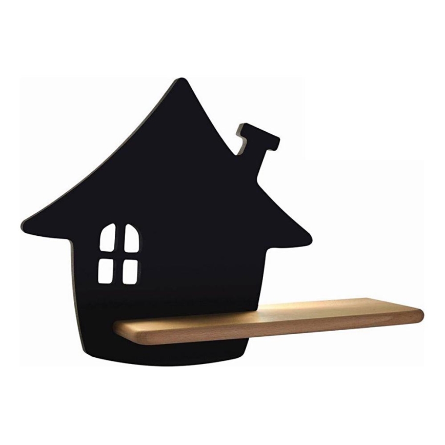 LED Detské nástenné svietidlo s poličkou HOUSE LED/4W/230V čierna/drevo