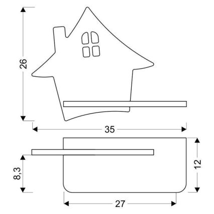 LED Detské nástenné svietidlo s poličkou HOUSE LED/4W/230V šedá/drevo