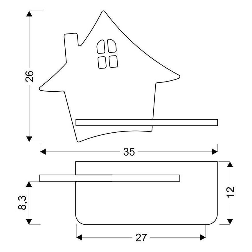 LED Detské nástenné svietidlo s poličkou HOUSE LED/4W/230V šedá/drevo